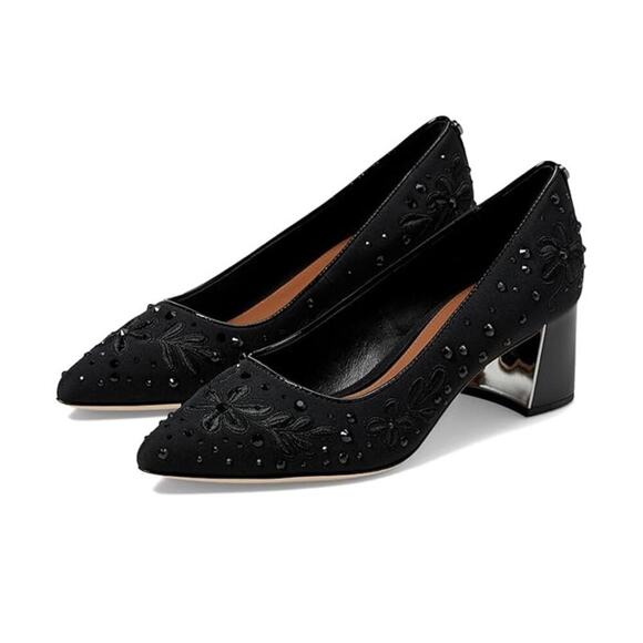 NWB DONALD PLINER BEADED SUZETTE BLOCK HEEL 8 - Picture 1 of 7